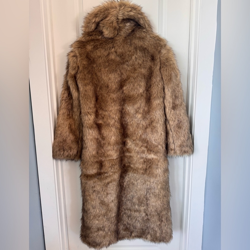 Abercrombie & Fitch Faux Fur Long Coat in Brown - Picture 3 of 3